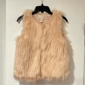 Forever 21 Girls Light Pink Faux Fur Vest with Inseam pockets Sz 11/12